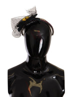 Dolce & Gabbana Silver Tiara Crystals Fruits Black Mesh Diadem Headband - Maison Luxe