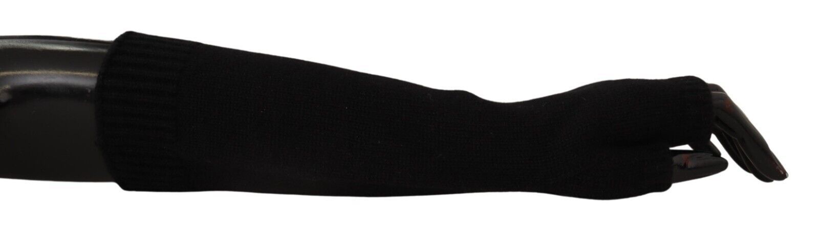 Dolce & Gabbana Black Knitted Fingerless Elbow Length Gloves - Maison Luxe
