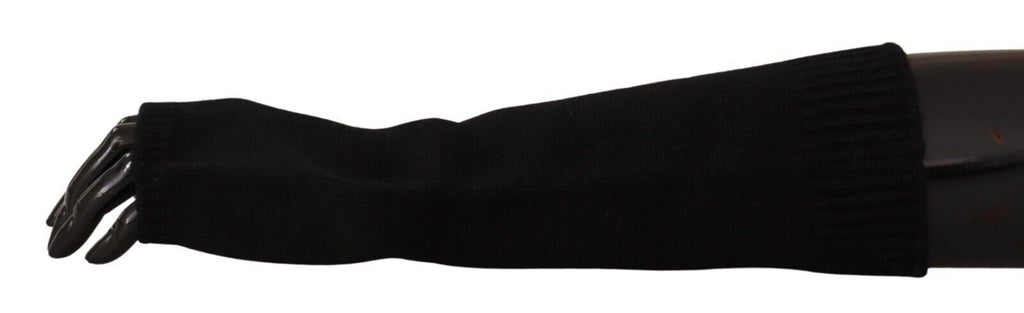 Dolce & Gabbana Black Knitted Fingerless Elbow Length Gloves - Maison Luxe