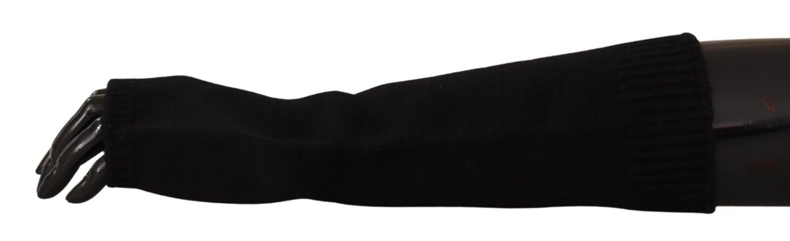 Dolce & Gabbana Black Knitted Fingerless Elbow Length Gloves - Maison Luxe
