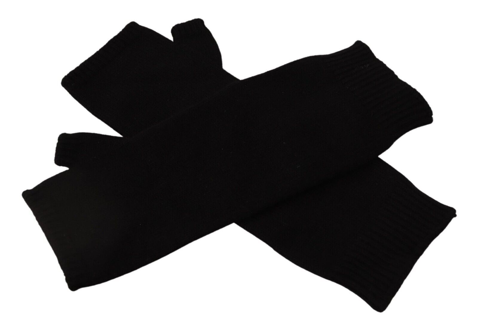 Dolce & Gabbana Black Knitted Fingerless Elbow Length Gloves - Maison Luxe