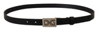Dolce & Gabbana Black Leather Silver DG Logo Buckle Belt - Maison Luxe