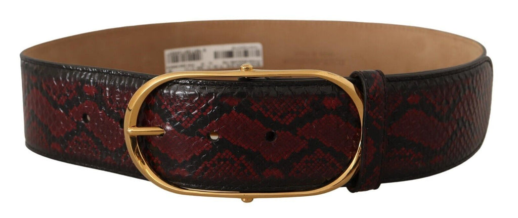 Dolce & Gabbana Red Exotic Leather Gold Oval Buckle Belt - Maison Luxe