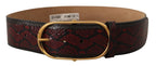Dolce & Gabbana Red Exotic Leather Gold Oval Buckle Belt - Maison Luxe