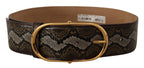 Dolce & Gabbana Brown Python Leather Gold Oval Buckle Belt - Maison Luxe