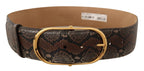 Dolce & Gabbana Brown Exotic Leather Gold Oval Buckle Belt - Maison Luxe