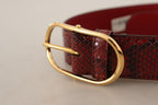 Dolce & Gabbana Red Exotic Leather Gold Oval Buckle Belt - Maison Luxe