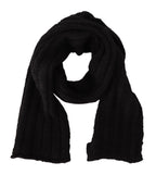 Dolce & Gabbana Black Virgin Wool Knitted Unisex Warmer Shawl Scarf - Maison Luxe