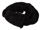Dolce & Gabbana Black Virgin Wool Knitted Unisex Warmer Shawl Scarf - Maison Luxe