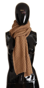 Dolce & Gabbana Dark Brown Wrap Shawl Knitted Camel Scarf - Maison Luxe