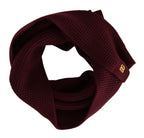 Dolce & Gabbana Dark Red Cashmere Logo Wrap Shawl Knitted Scarf - Maison Luxe