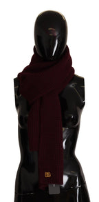 Dolce & Gabbana Dark Red Cashmere Logo Wrap Shawl Knitted Scarf - Maison Luxe