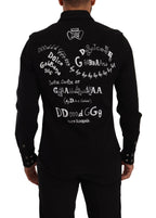Dolce & Gabbana Black Slim Cotton Denim Stretch Shirt