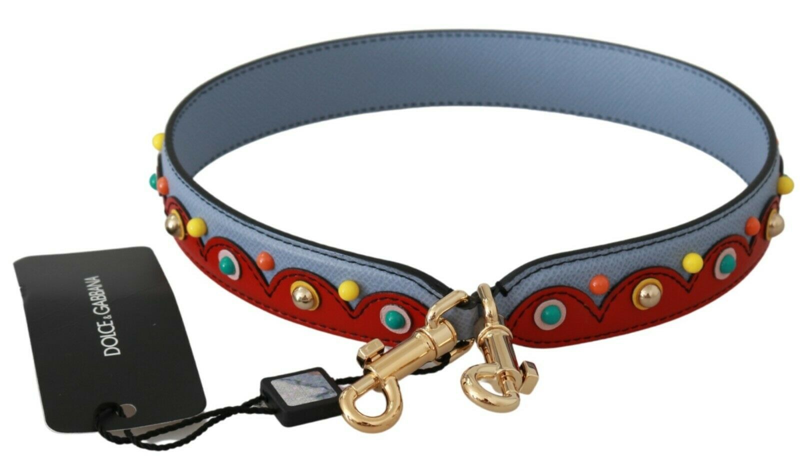 Dolce & Gabbana Blue and red Shoulder Strap Leather Blue Handbag Accessory - Maison Luxe