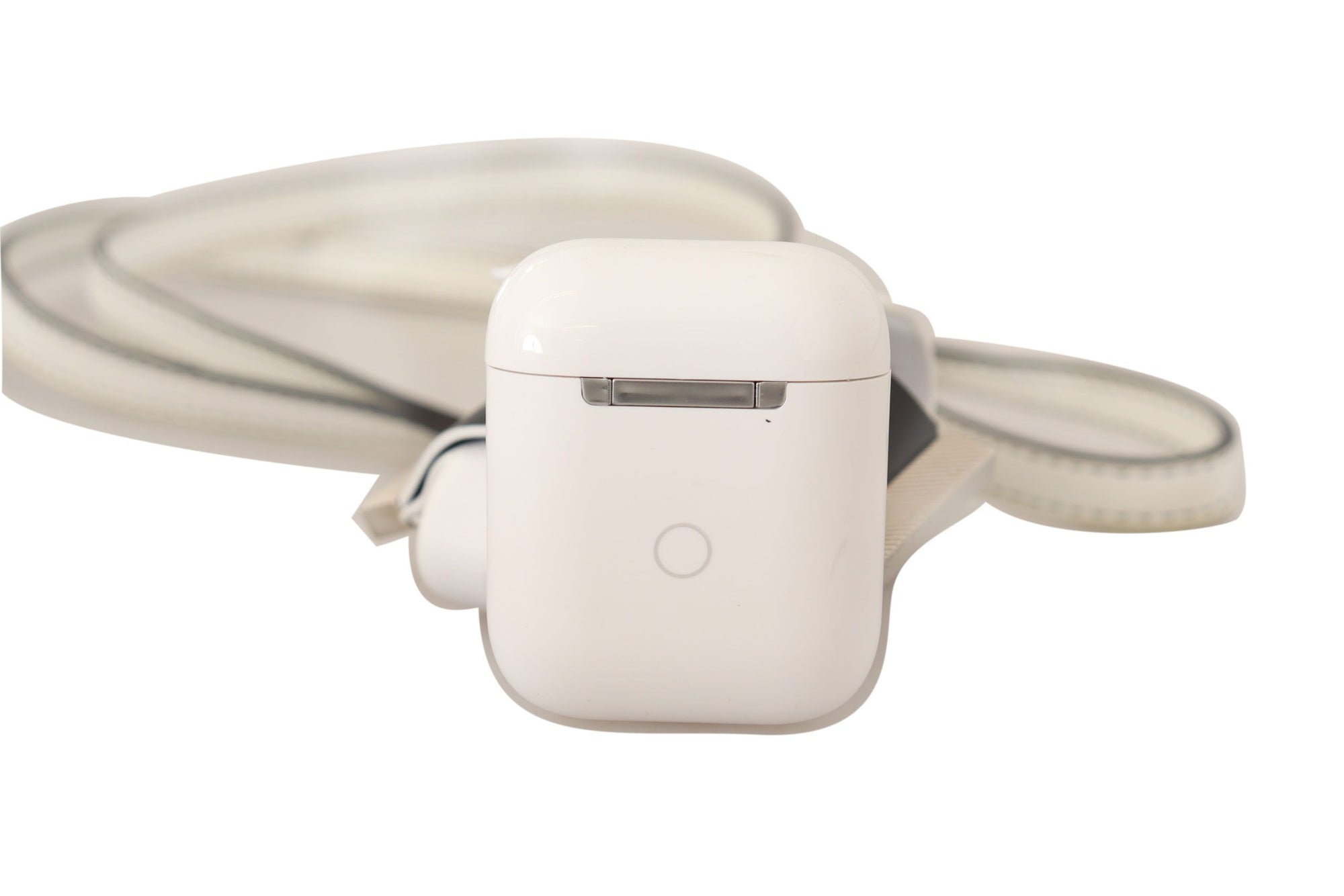 Dolce & Gabbana White Black Leather Strap Silver Metal Logo Airpods Case - Maison Luxe