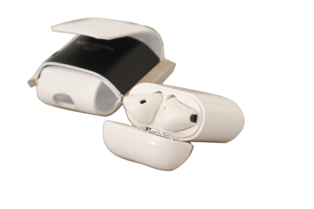 Dolce & Gabbana White Black Leather Strap Silver Metal Logo Airpods Case - Maison Luxe
