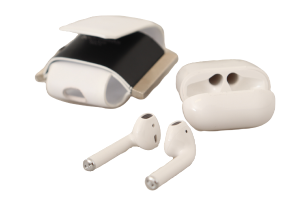 Dolce & Gabbana White Black Leather Strap Silver Metal Logo Airpods Case - Maison Luxe