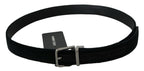 Dolce & Gabbana Black Velvet Leather Silver Buckle Belt - Maison Luxe