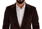 Dolce & Gabbana Brown Corduroy Slim Fit Coat DG Logo Blazer