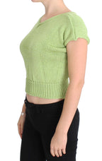 PINK MEMORIES Green Cotton Blend Knitted Sweater