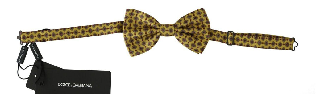 Dolce & Gabbana Yellow Pattern Silk Adjustable Neck Tie - Maison Luxe