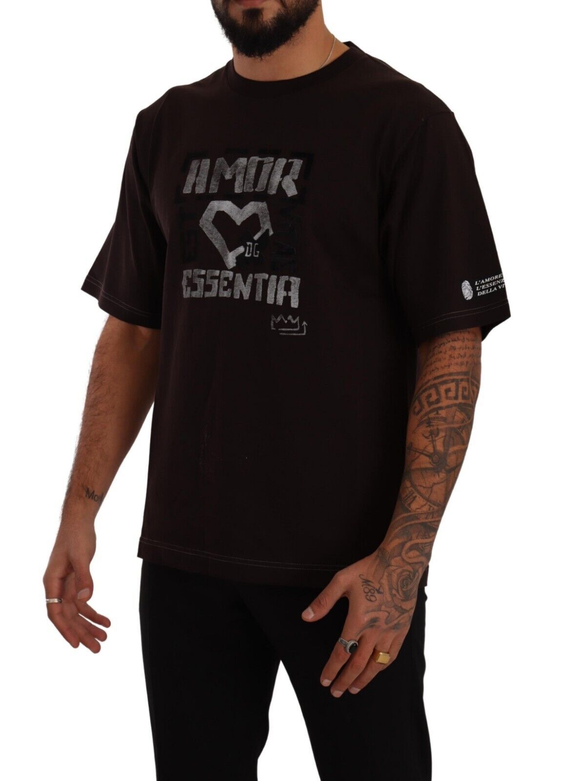 Dolce & Gabbana Bordeaux Cotton L-Amore Print Crewneck T-shirt