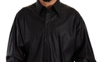 Dolce & Gabbana Black Leather Button Down Men Collared Jacket