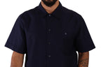 Dolce & Gabbana Navy Blue Button Down Short Sleeves Shirt