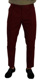 Dolce & Gabbana Dark Red Cotton Mens Chinos Trouser Dress Pants
