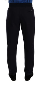 Dolce & Gabbana Blue Cotton Stretch Jogging Trouser Pants