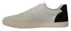 Dolce & Gabbana White Black Leather Low Shoes Sneakers