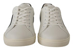 Dolce & Gabbana White Black Leather Low Shoes Sneakers
