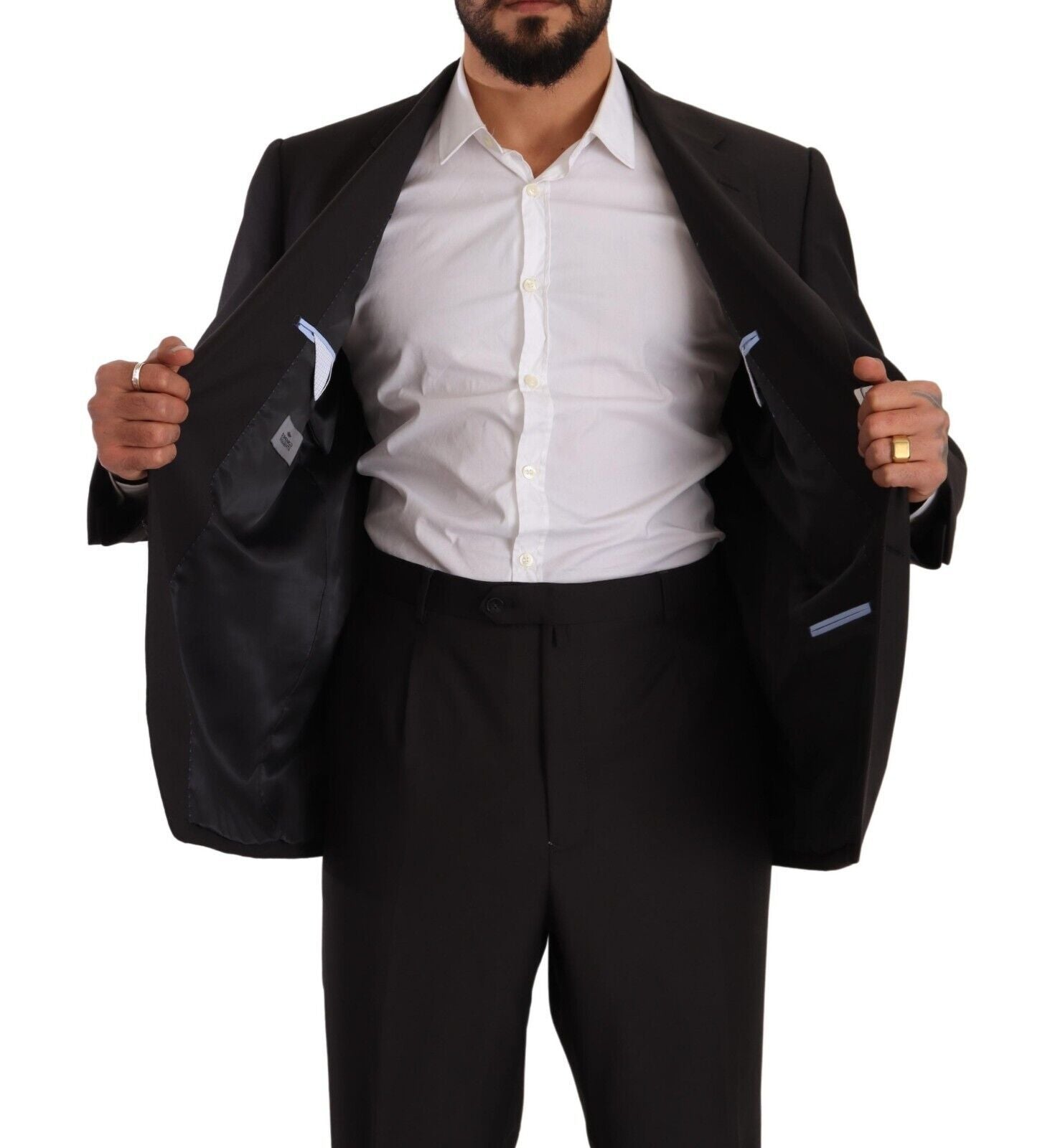 Domenico Tagliente Gray Polyester Single Breasted Formal Suit