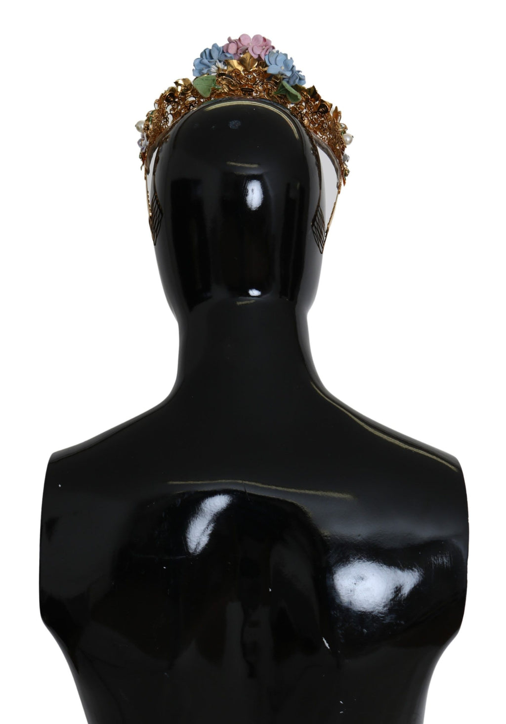 Dolce & Gabbana Gold Crystal Purple Hortensia Headband Crown Diadem - Maison Luxe