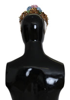 Dolce & Gabbana Gold Crystal Purple Hortensia Headband Crown Diadem - Maison Luxe