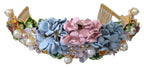 Dolce & Gabbana Gold Crystal Purple Hortensia Headband Crown Diadem - Maison Luxe