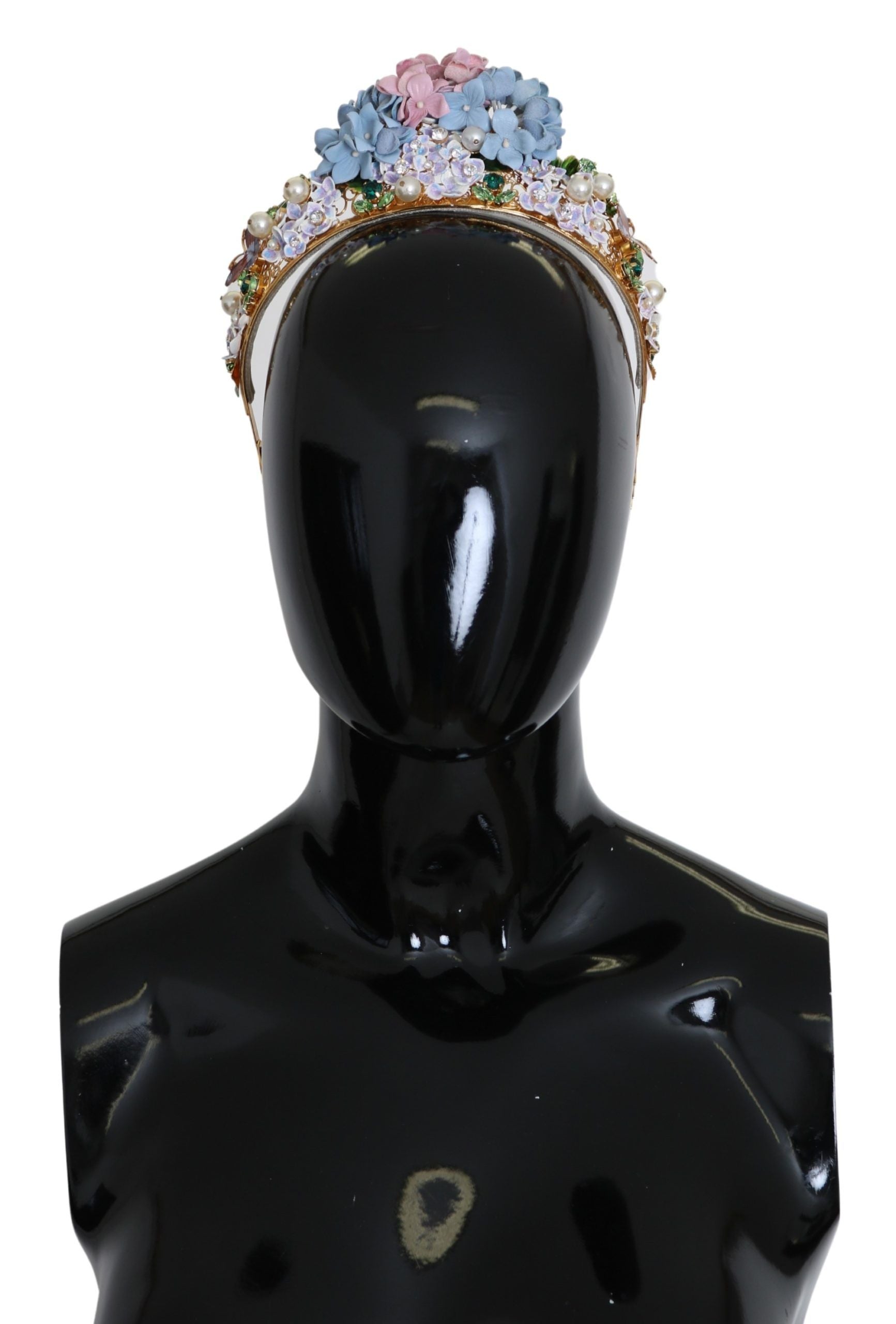 Dolce & Gabbana Gold Crystal Purple Hortensia Headband Crown Diadem - Maison Luxe