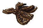Dolce & Gabbana Gold Crystal Beaded Sequined Silk Bow Headband Diadem - Maison Luxe