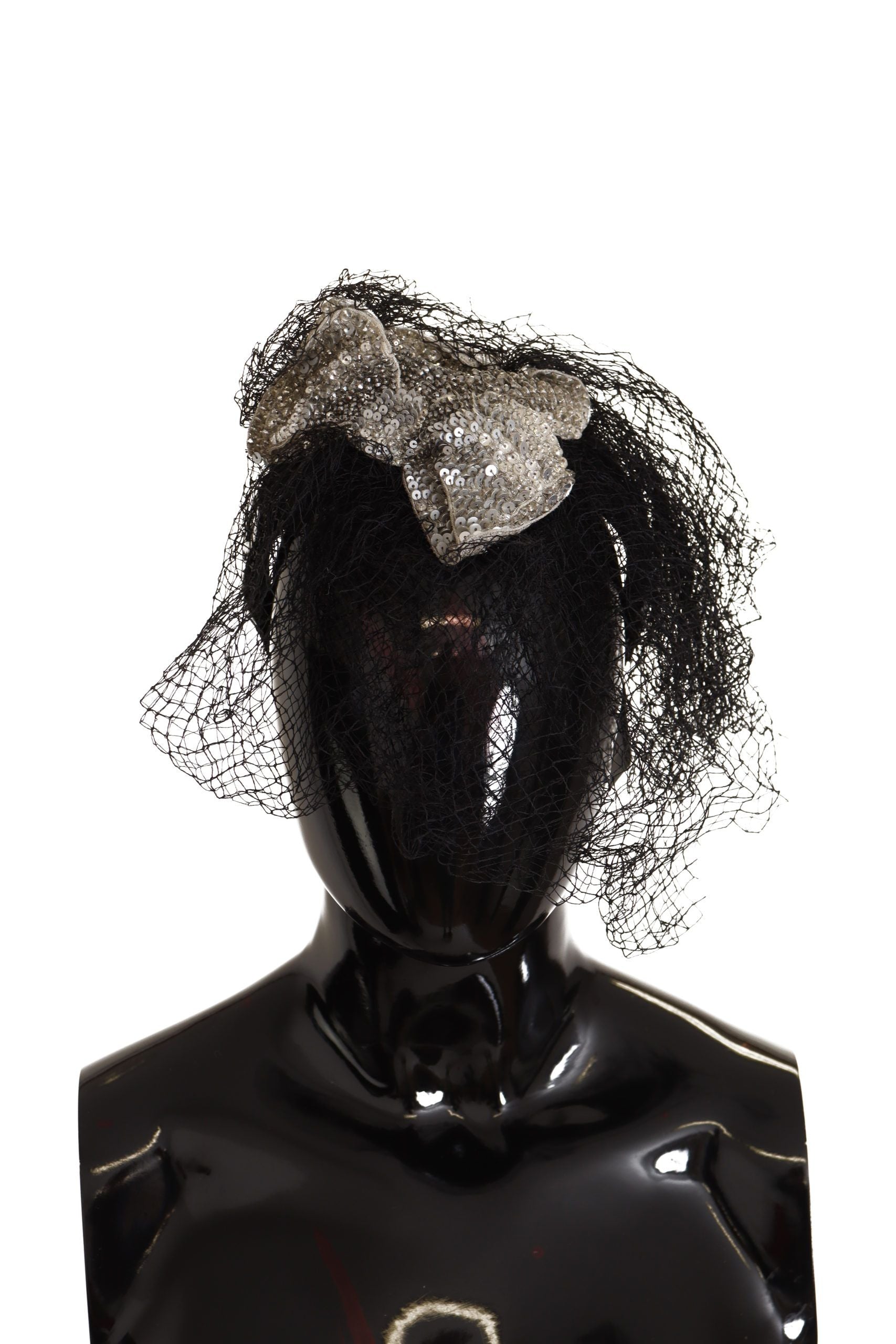Dolce & Gabbana Black Logo Sequined Fascinator Diadem Headband - Maison Luxe