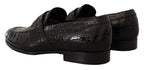 Dolce & Gabbana Black Crocodile Leather Slip On Moccasin Shoes
