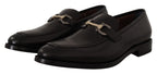 Salvatore Ferragamo Suave Black Leather Gancio Bit Loafers