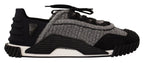 Dolce & Gabbana Black Gray Fabric Lace Up NS1 Sneakers Shoes