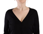 Dolce & Gabbana Black Wool V-neck Long Sleeves Pullover Top