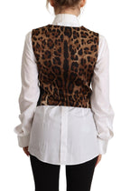 Dolce & Gabbana Black Stripes Wool V-neck Sleeveless Button Vest Top