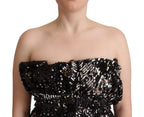 Aniye By Black Sequined Polyester Strapless Cocktail Blouse Top