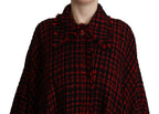 Dolce & Gabbana Black Red Cotton Checkered Over Coat Jacket