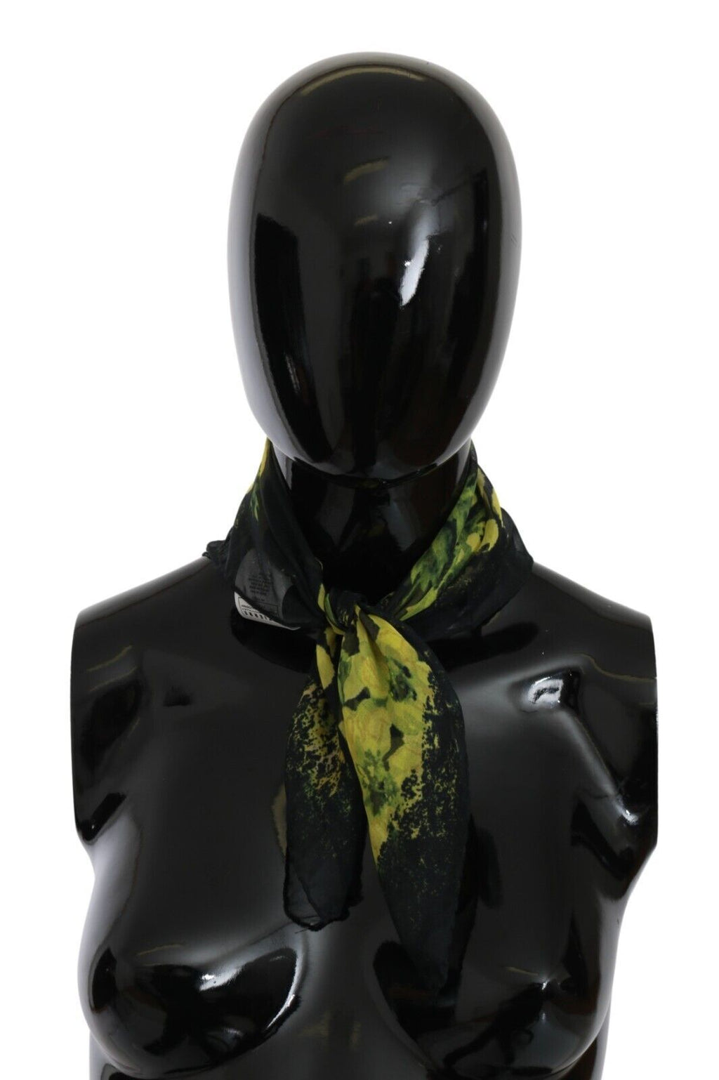 GF Ferre Black Yellow Floral Wrap Shawl Foulard Scarf - Maison Luxe