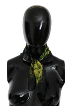 GF Ferre Black Yellow Floral Wrap Shawl Foulard Scarf - Maison Luxe