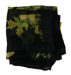 GF Ferre Black Yellow Floral Wrap Shawl Foulard Scarf - Maison Luxe