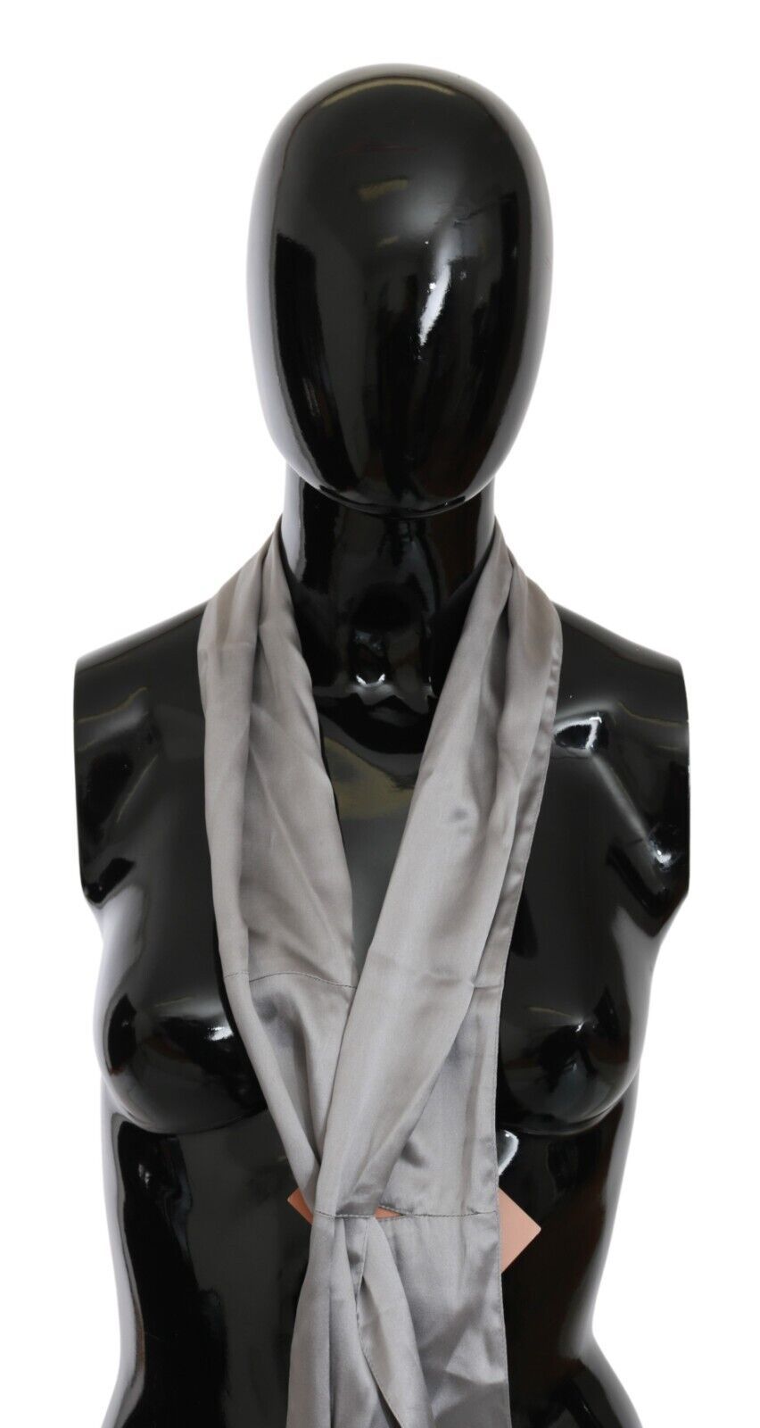 Ermanno Scervino Metallic Silver Silk Neck Wrap Shawl Scarf - Maison Luxe